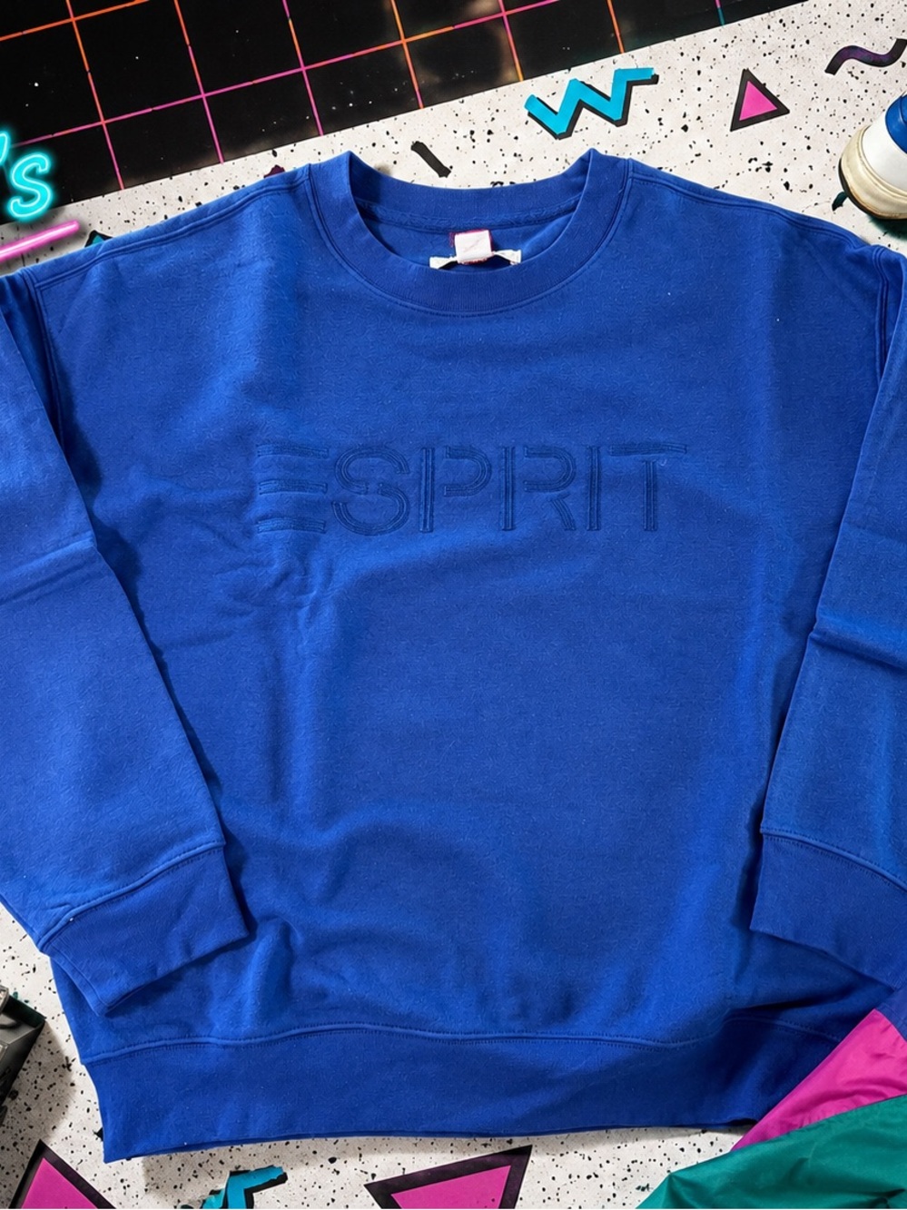 Retro Esprit Women's Blue Logo Crewneck Sweatshirt. Size Large. NWT - Picture 3 of 6